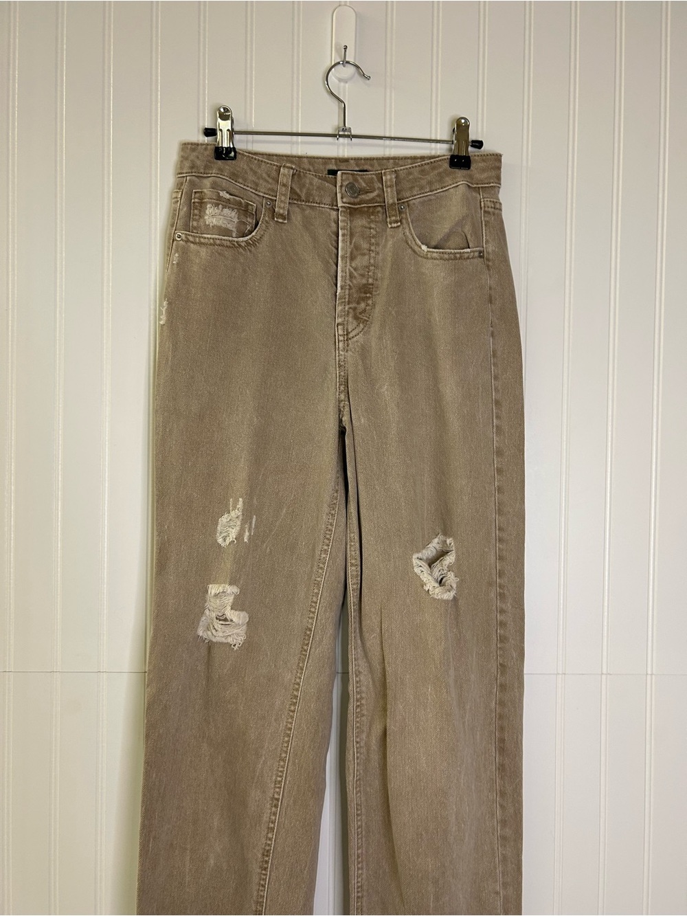 Wild Fable Button Fly Distressed Tan Pants Size 0 - Picture 2 of 11